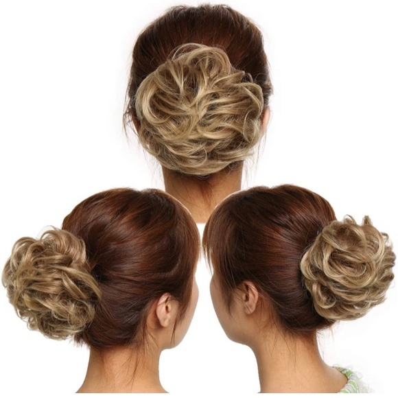 Synthetic messy bun scrunchie- dirty blonde - Picture 2 of 5